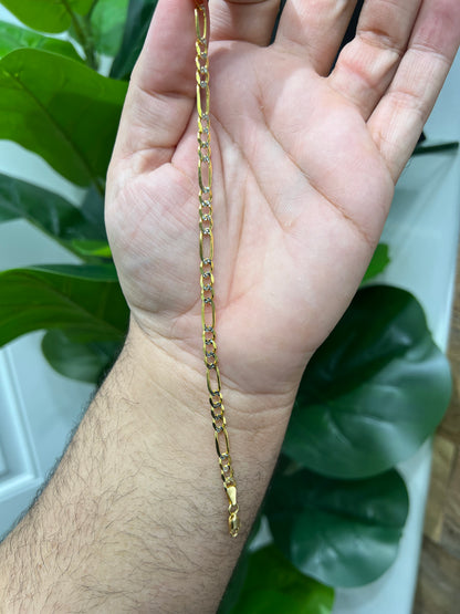 1186-NEW 14K Solid Two Tone Figaro Bracelet (5mm) W.G