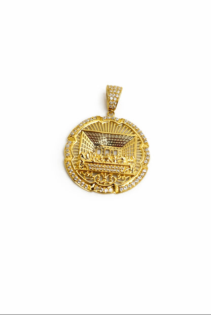1508- NEW 14K The Last Supper Gold Pendant (1.33”) W.G
