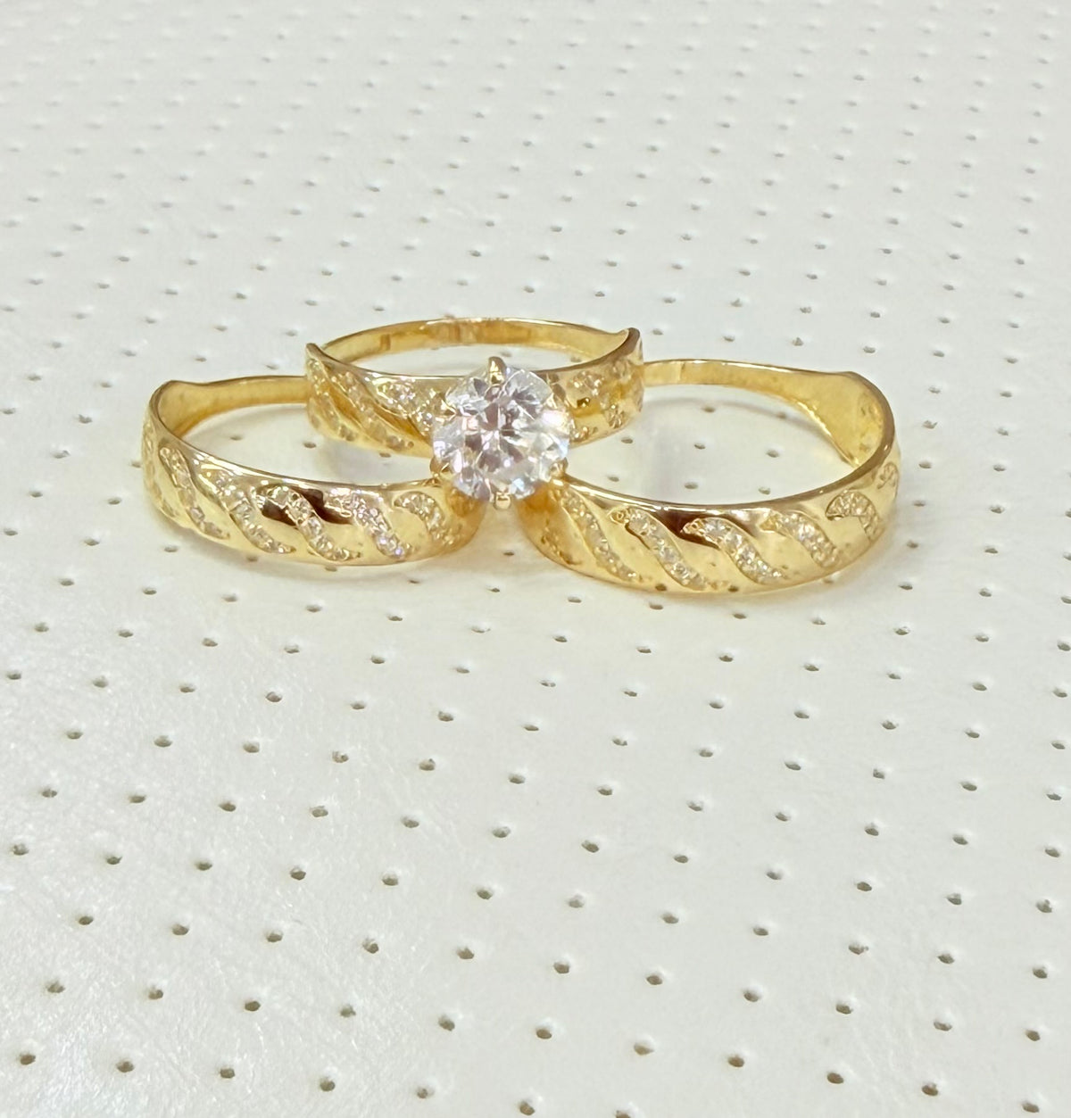 1807- NEW 14K Gold Wedding Rings Trio Set W.G