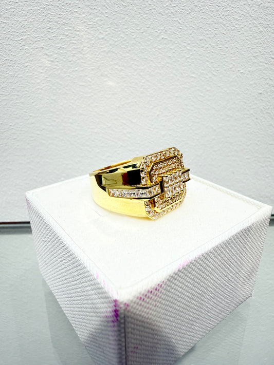 1036- 14K Full Square Cz Ring (W.G)