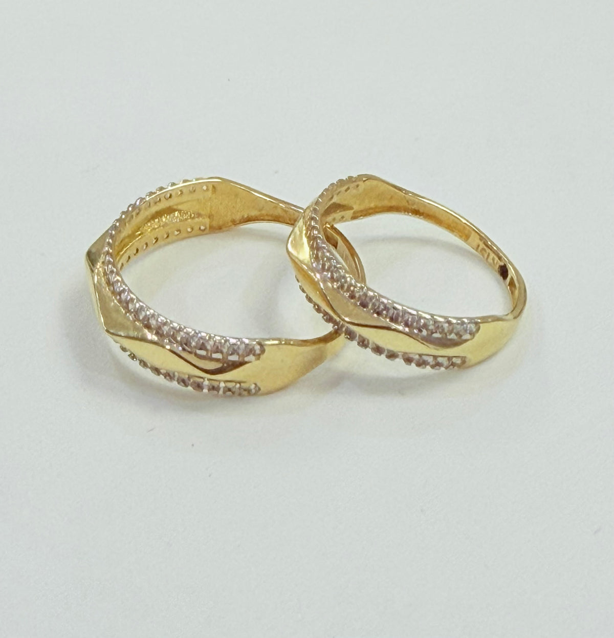 962-NEW 14K Gold Wedding Ring Band Set W.G