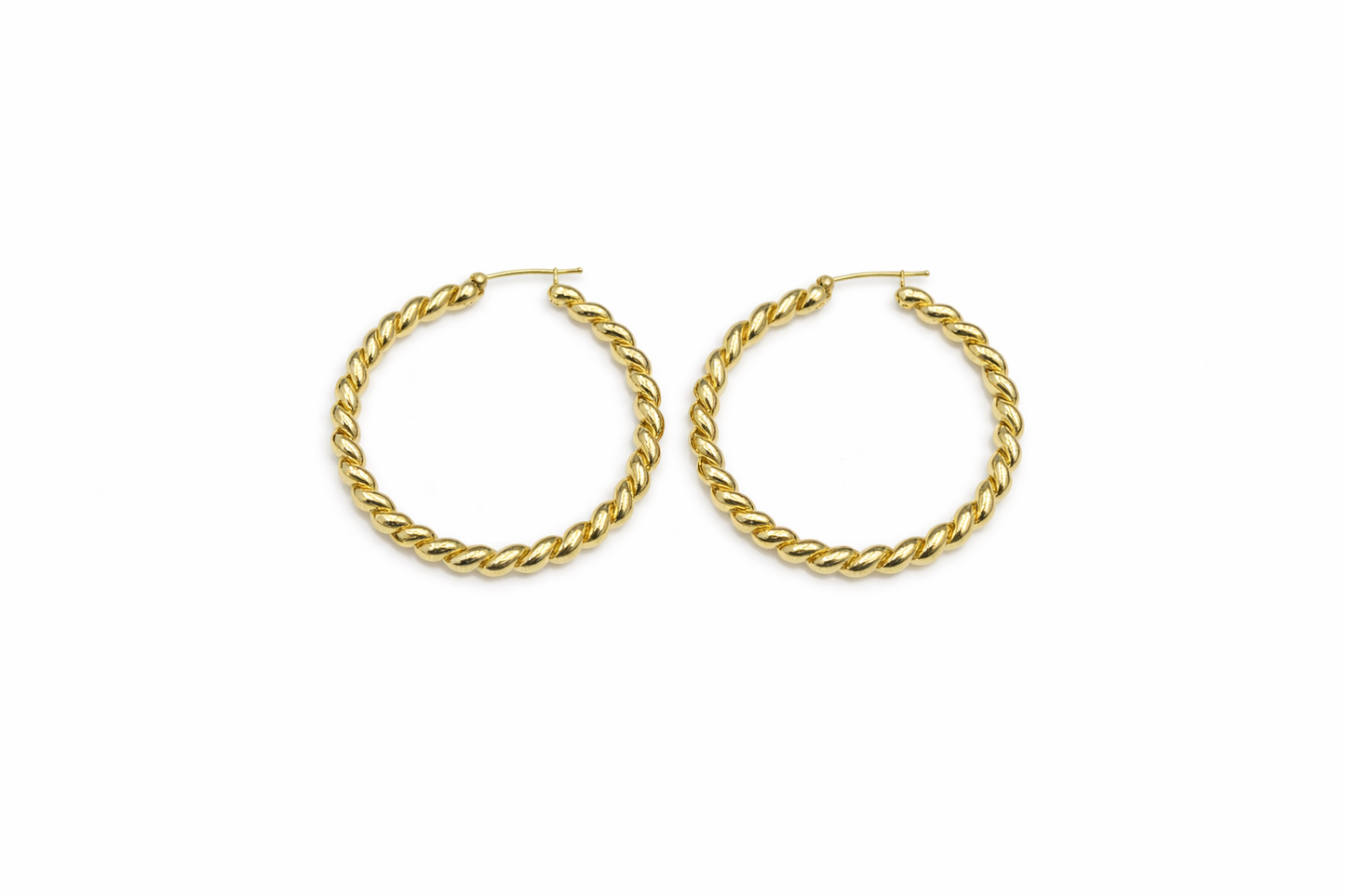 1556- NEW 10K Rope Twist Hoop Earrings (36.9x3.6mm) W.G