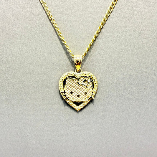 1053- NEw 14K Hello Kitty Pendant W.G