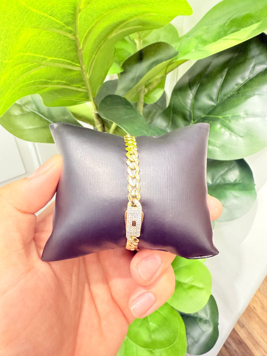 894- NEW 14K Hollow Cuban Monaci Bracelet 7” (6mm) W.G