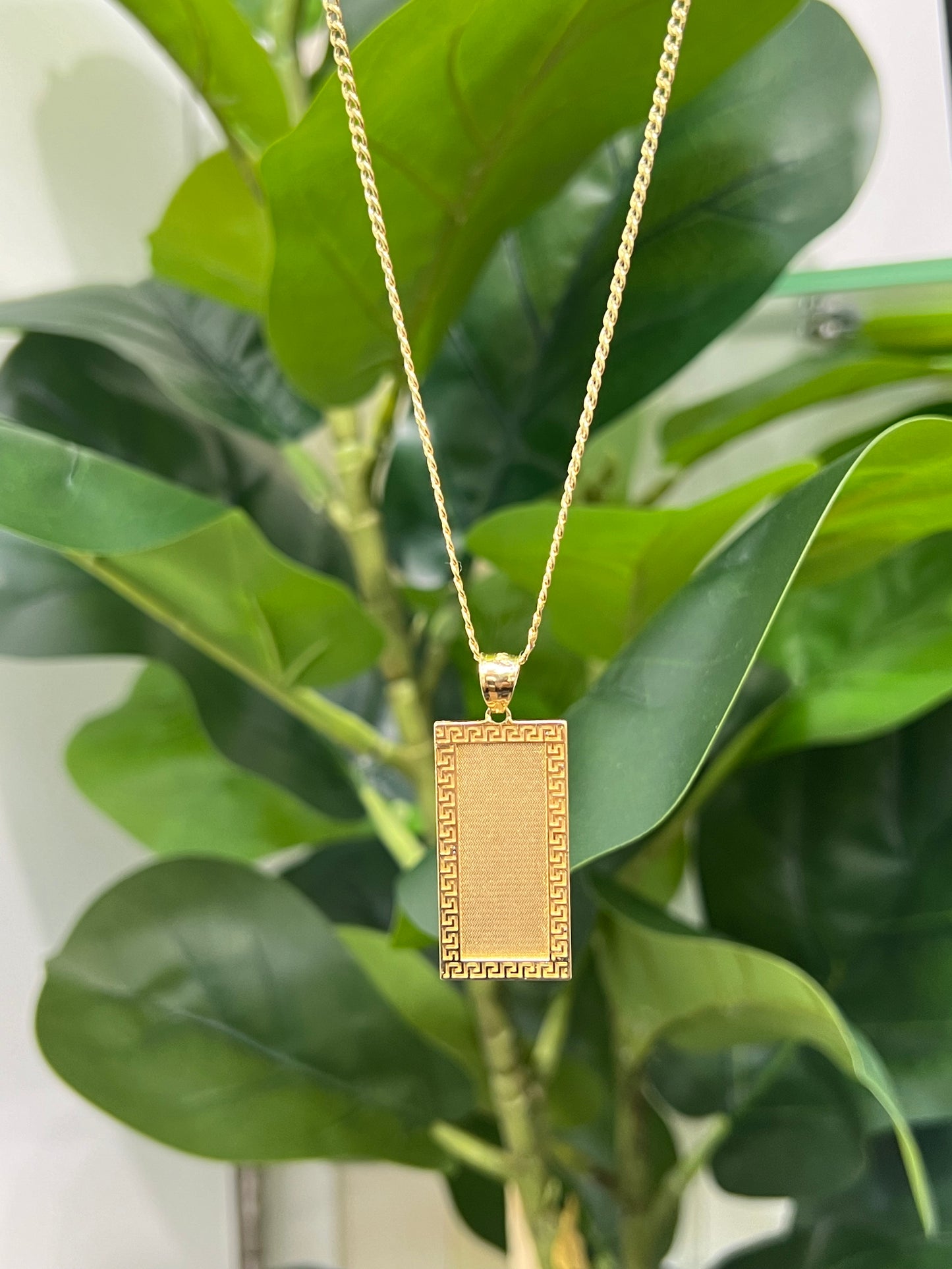 00145- NEW 14K Solid Flat Gold ID Plate Pendant (W.G)