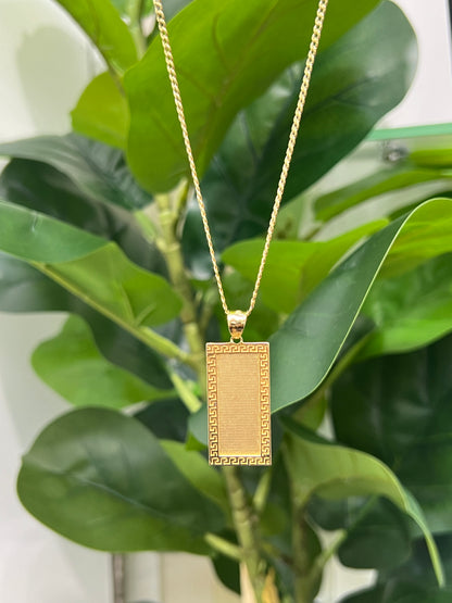00145- NEW 14K Solid Flat Gold ID Plate Pendant (W.G)