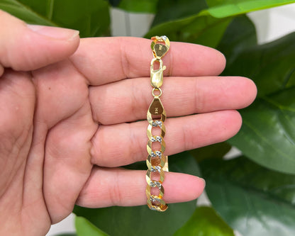 1235- NEW 14K Solid Flat Cuban Curb ID Bracelet Two Tone (9.5mm) W.G