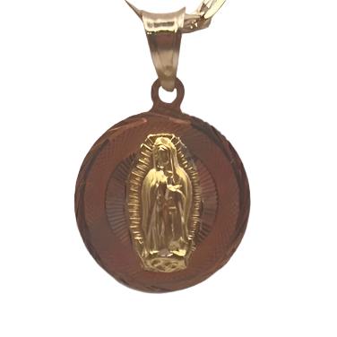 00138- Colgante de la Virgen de Guadalupe en oro tritono de 14 quilates (solo para pedidos superiores a 200 USD)