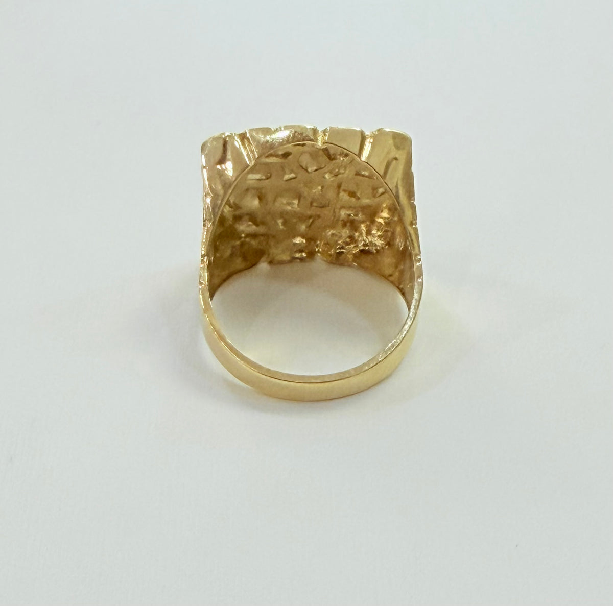 1698- NEW 10K Square Nugget Men Ring W.G