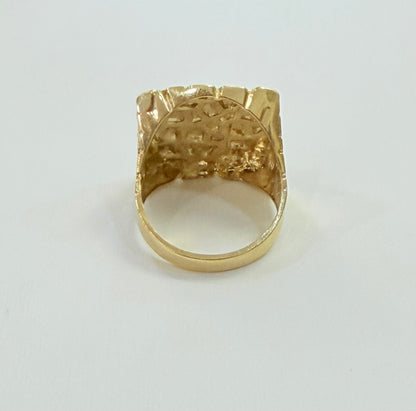 1698- NEW 10K Square Nugget Men Ring W.G