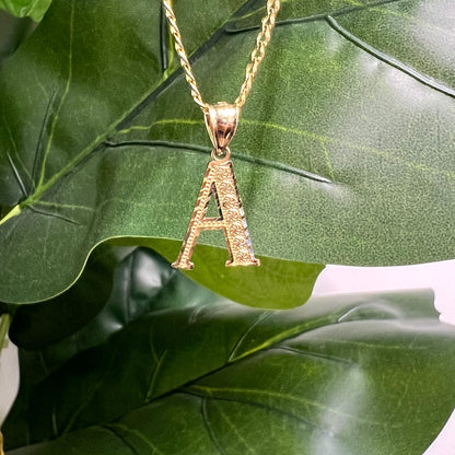 1347- NEW 14K Small Letter A Initial Pendant W.G