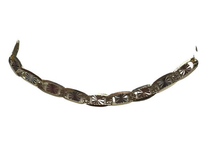 0093- 14K Valentino Link Chain Bracelet Tri-Color Gold