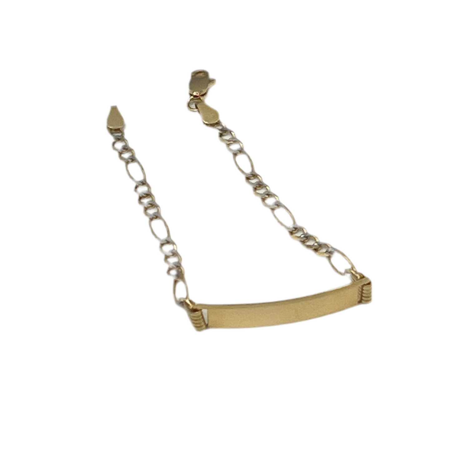 514- 14K Figaro Link ID Bracelet 6”