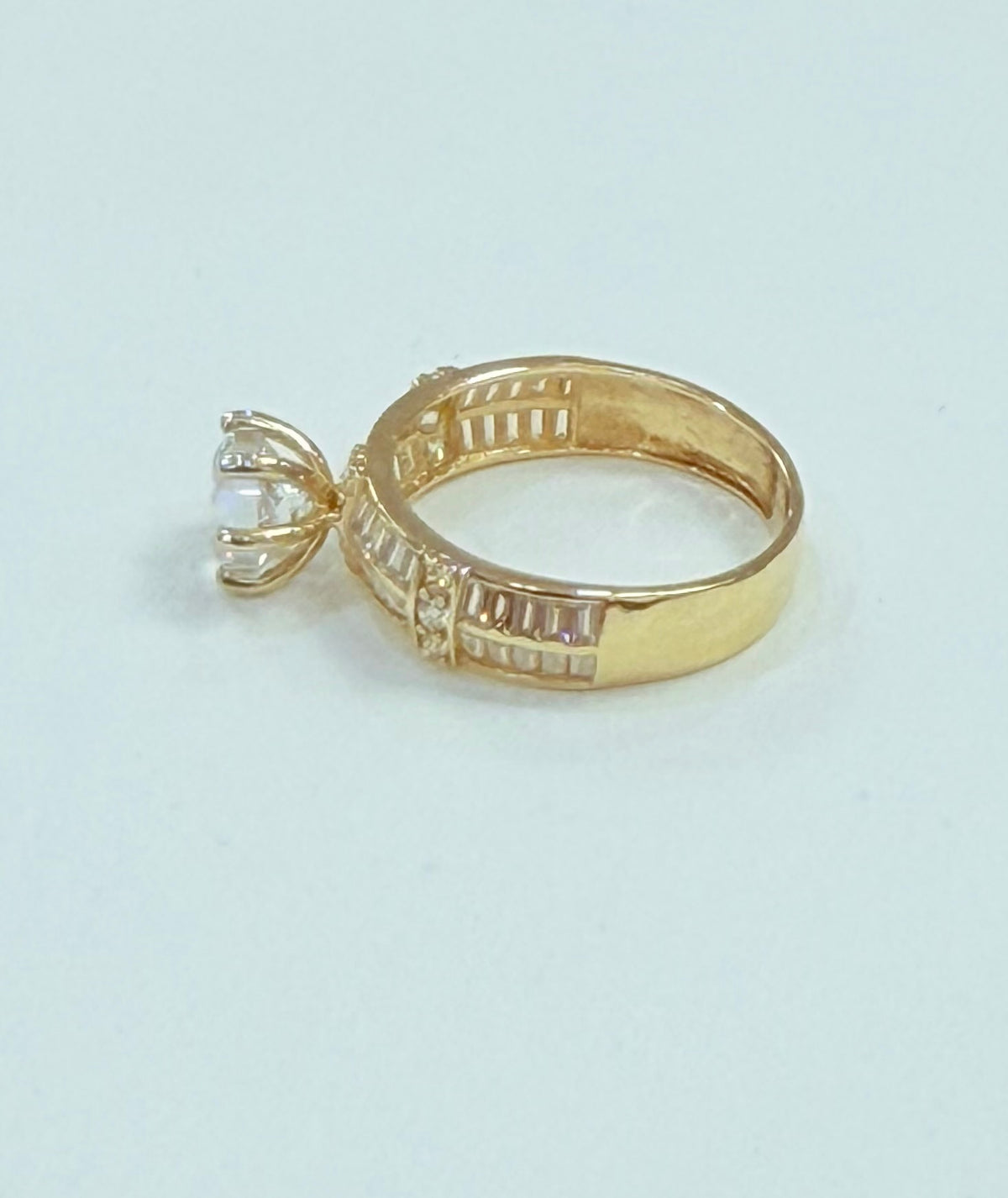 1226- NEW 14K Trio Baguette Cut Wedding Ring Set W.G