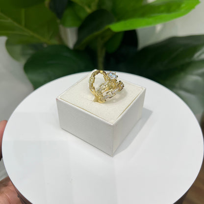 1273-NEW 10k Trio Wedding Ring Set W.G