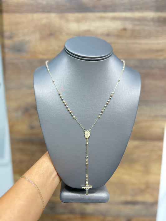 1161-NEW 14K Tri Color Gold Rosary Chain (2.8mm)W.G