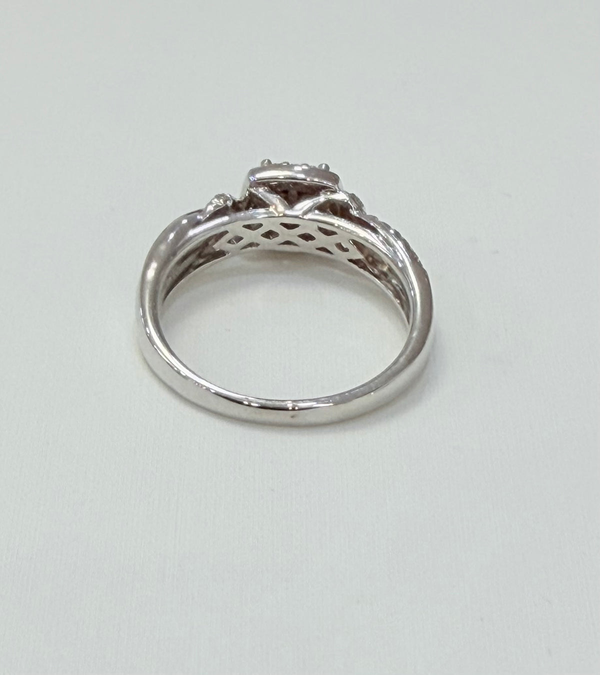 1128- NEW 10K White Gold Square Diamond & Cz Wedding Ring W.G 💎