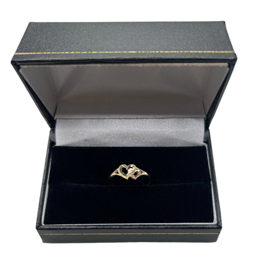 868- NEW 14K Gold Hearts Ring (W.G)