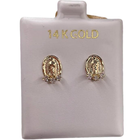 00114- NEW 14K Yellow Gold “Religious” Stud Earrings (W.G)