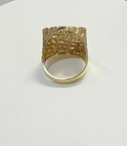 1698- NEW 10K Square Nugget Men Ring W.G