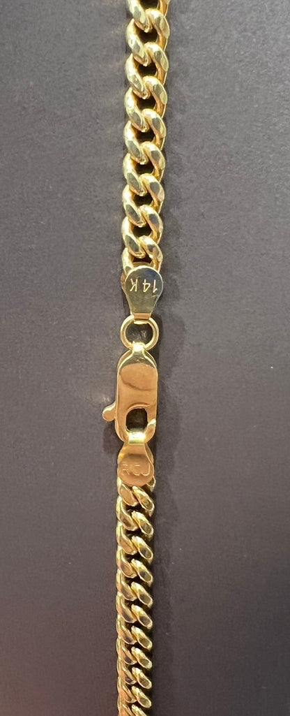 C44- NEW 14K Hollow Miami Cuban Chain 22” (4.40mm) & Crucifix Pendant Set W.G