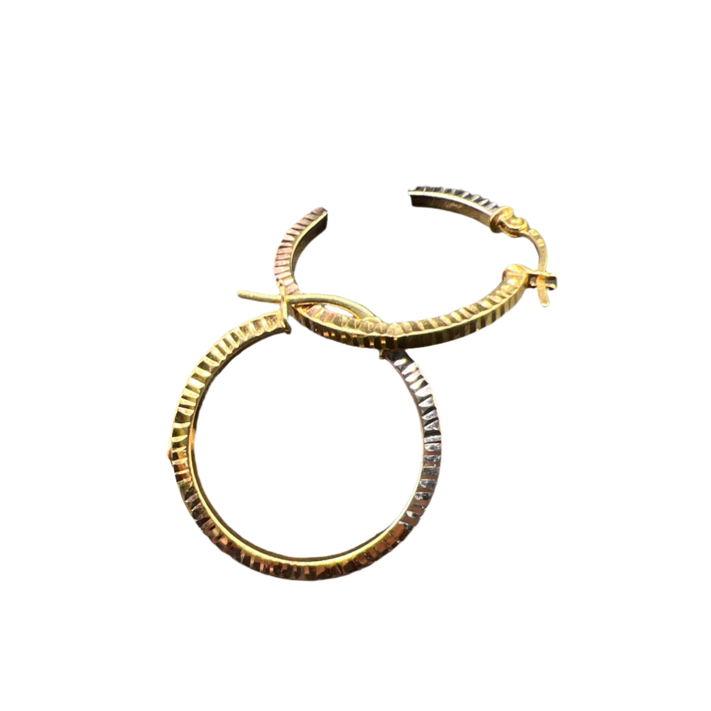 322- 14K Yellow Gold Tri Color Hoops Earrings