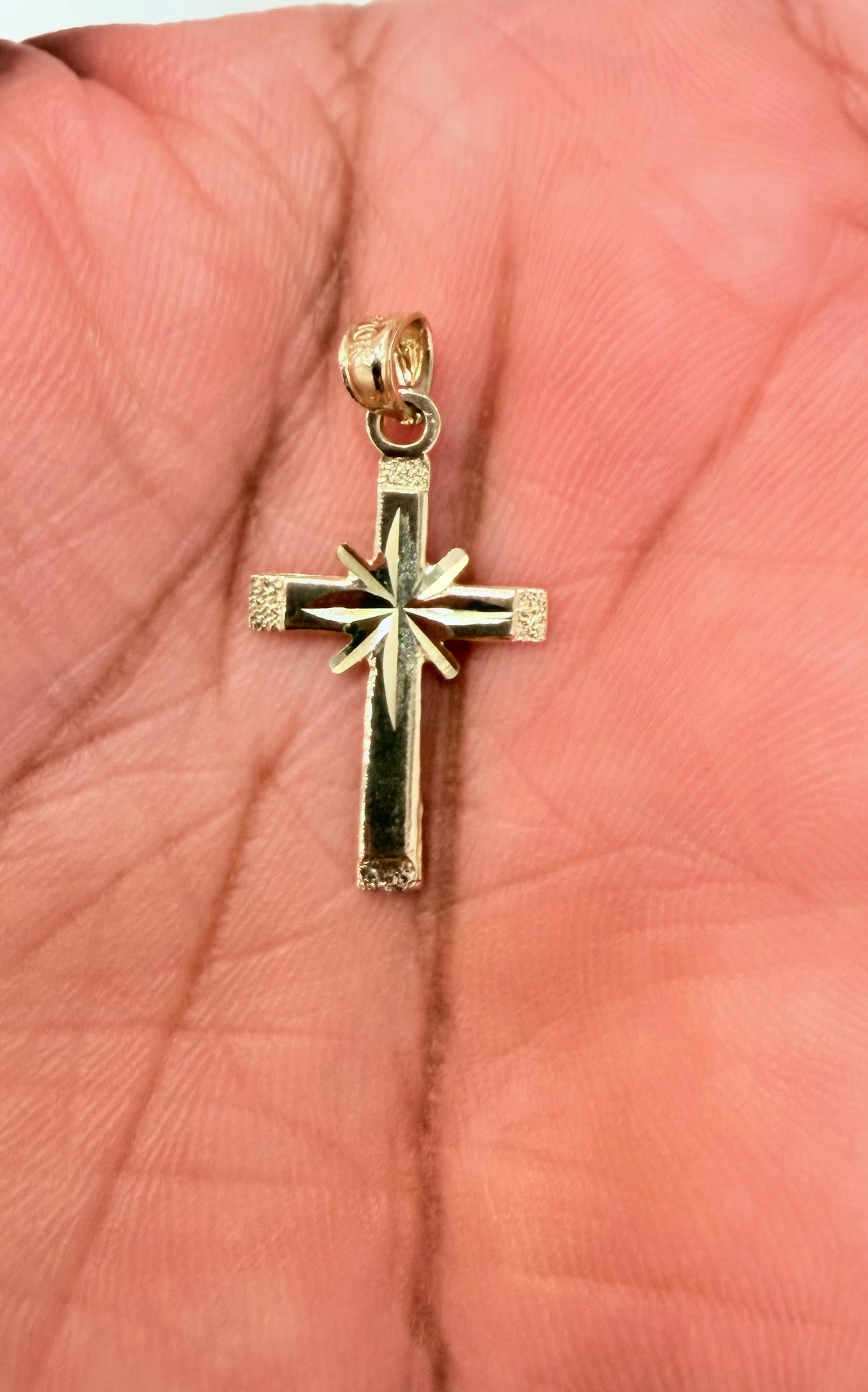 1732- NEW 10K Small Cross Pendant W.G