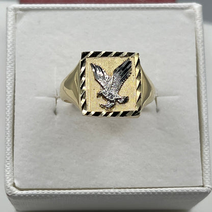 654- 14K Square Eagle Ring Frame Sz 10