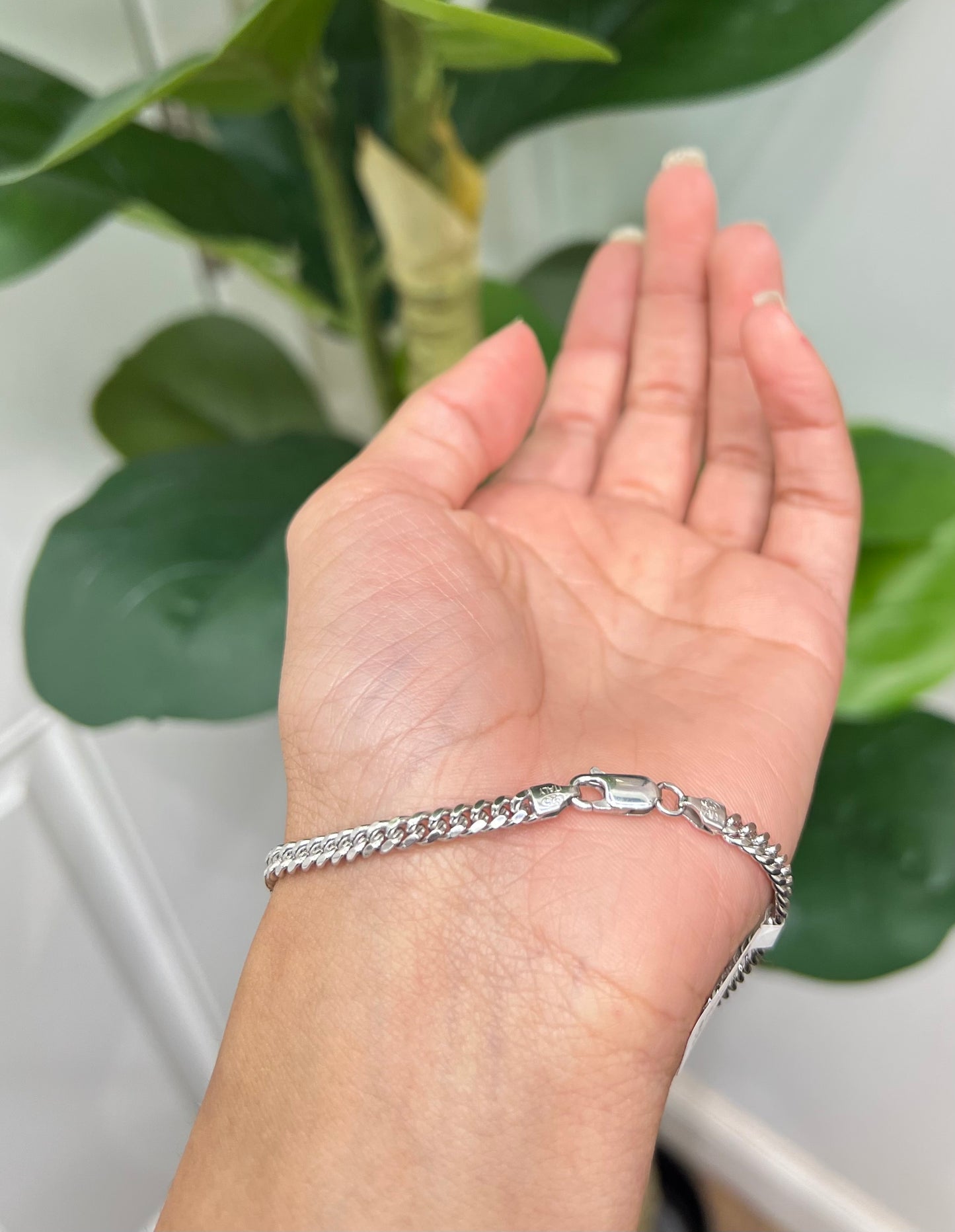 S575- NEW .925 Sterling Silver Miami Cuban Bracelet (4.1mm) W.G