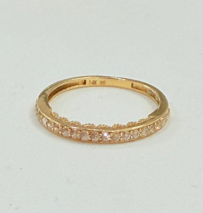 1716- NEW 14K Thin Cz Wedding Band Sz7.5 W.G