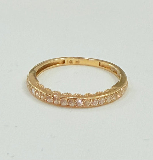 1716- NEW 14K Thin Cz Wedding Band Sz7.5 W.G