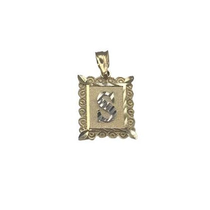 00123- NEW 14K Letter “S” Square Pendant (W.G)