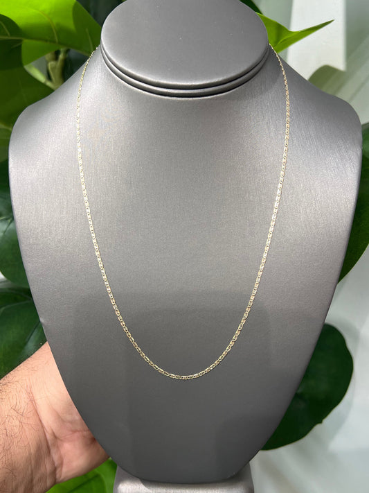 1397- NEW 14K Solid Valentino Tri tone Chain 20" (1.8mm) W.G