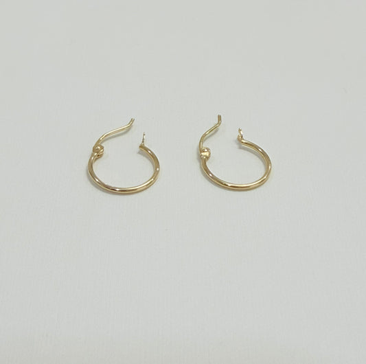 1689- NEW 14K Gold 1mm Tube Hoop Earrings W.G