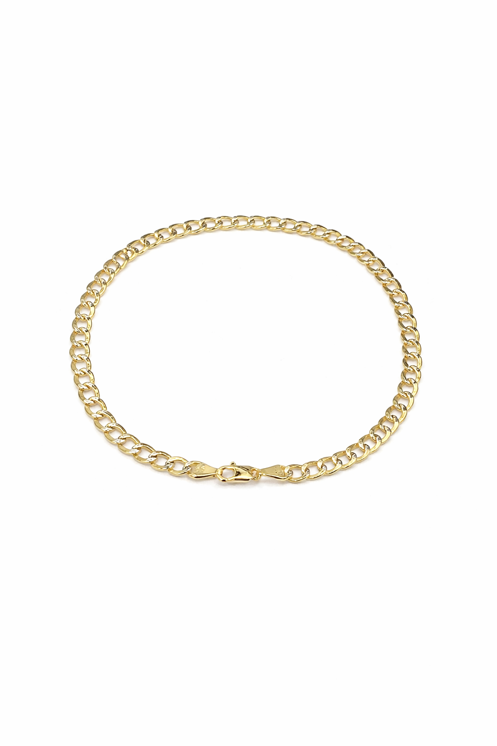 1321- NEW 10K Hollow Cuban Curb Two Tone Anklet 10” (4.5mm) W.G
