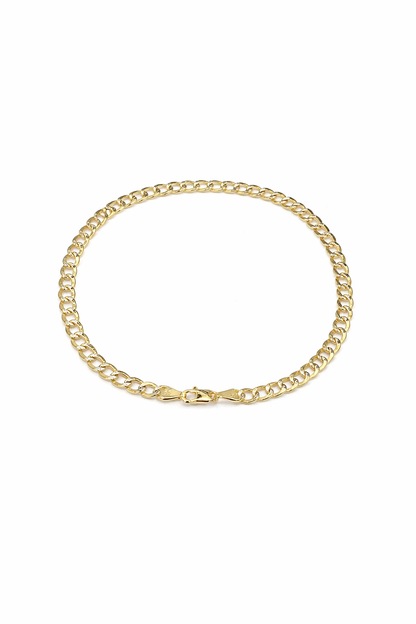 1321- NEW 10K Hollow Cuban Curb Two Tone Anklet 10” (4.5mm) W.G