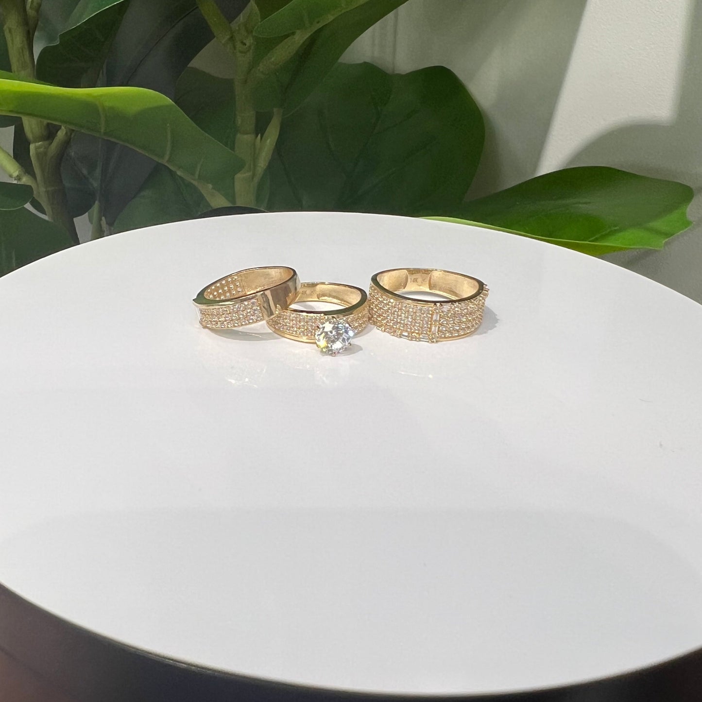1225-NEW 14K Trio Wedding Ring Set W.G
