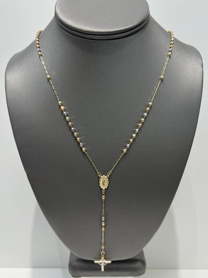 1161-NEW 14K Tri Color Gold Rosary Chain 22” (2.8mm)W.G