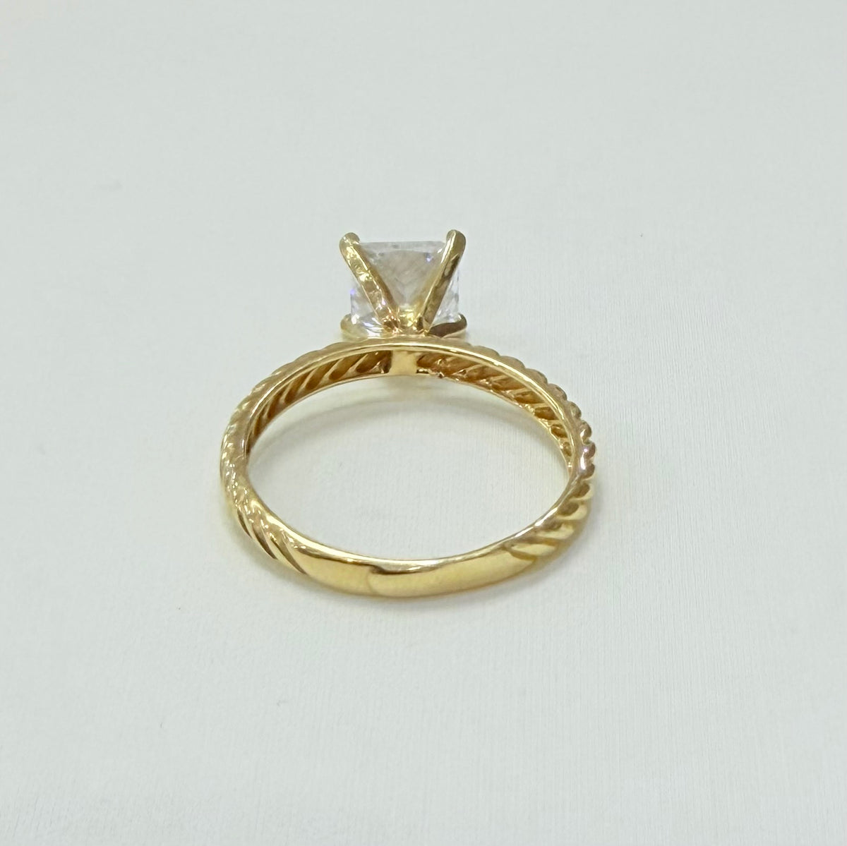 1448- NEW 14K Gold Wedding Square Cz Ring W.G