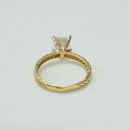 1448- NEW 14K Gold Wedding Square Cz Ring W.G