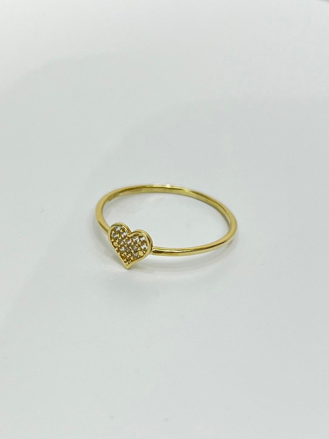 1472- NEW 14K Gold Thin Heart Ring W.G