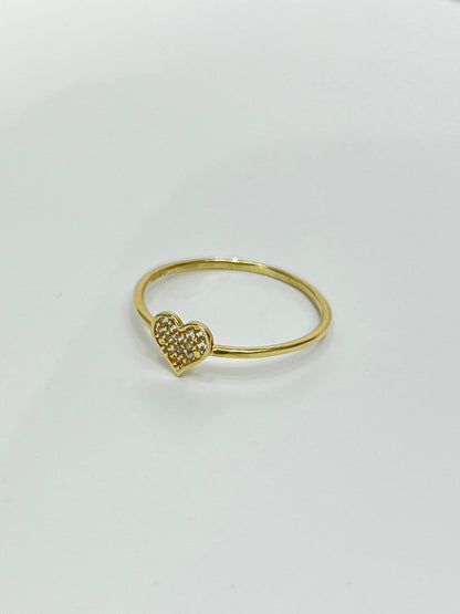 1472- NEW 14K Gold Thin Heart Ring W.G