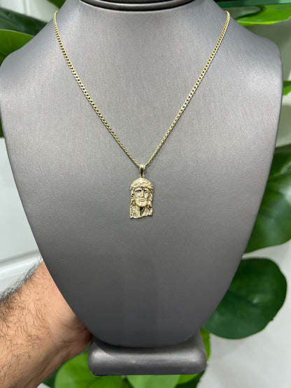 1314- NEW 14K Jesus Face Pendant W.G
