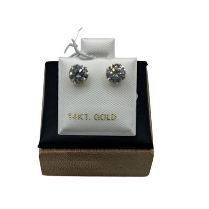 00182- NEW 14K Yellow Gold Round Stud Earrings (6mm) W.G