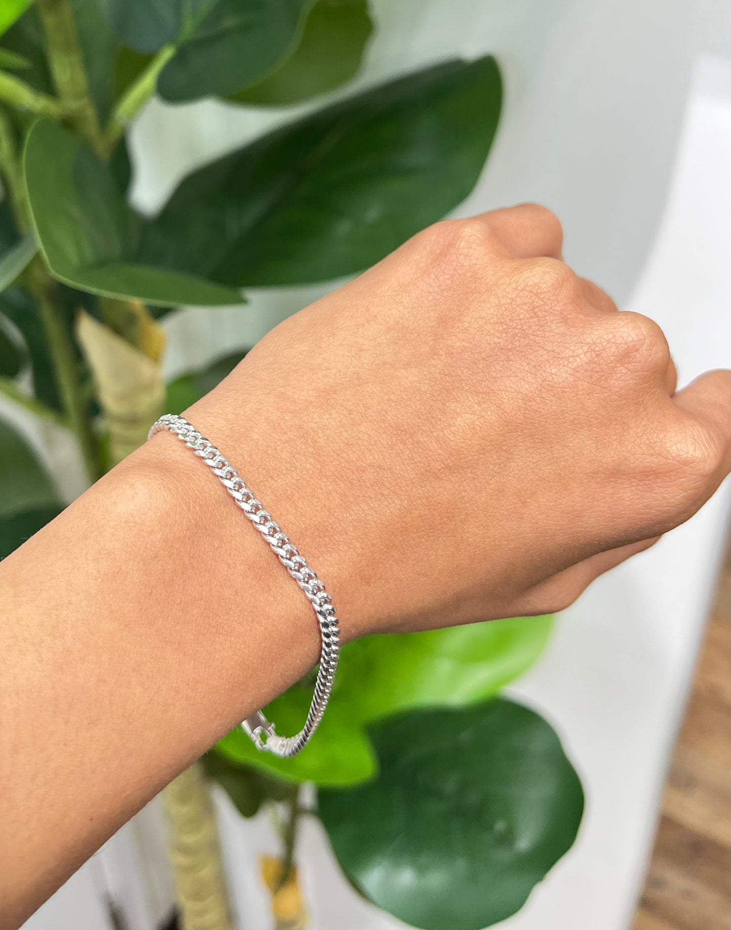 S575- NEW .925 Sterling Silver Miami Cuban Bracelet (4.1mm) W.G
