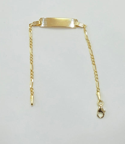 1746- NEW 10K Baby ID Figaro Bracelet 5” (1.7mm) W.G