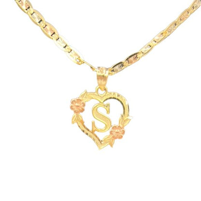 00175- NEW 14K Yellow Gold, Letter “S” Heart Shape Pendant (W.G)