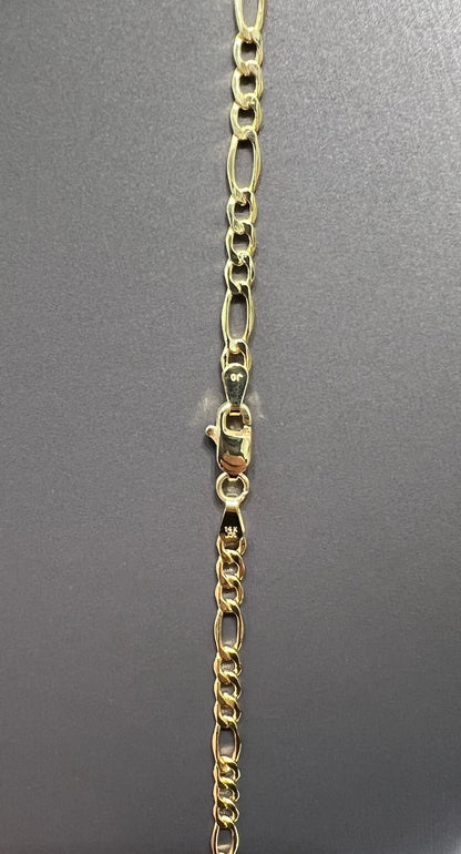 522-NEW  14K Hollow Figaro Chain (3.4mm) W.G