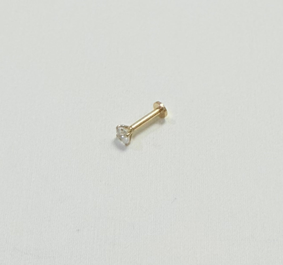 P1- NEW 14K Solid Gold Internal Threaded Flat Base Stud With Prong CZ W.G