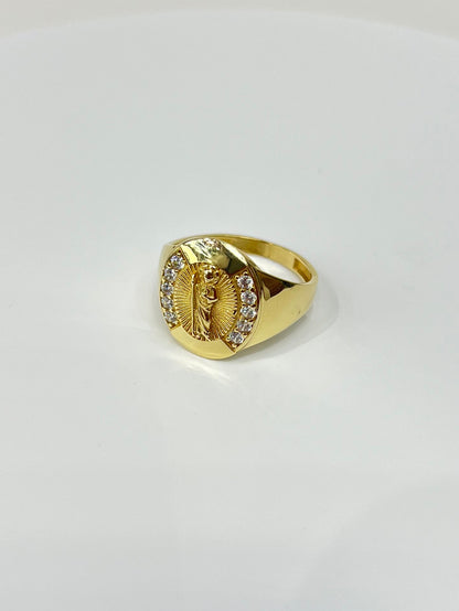 293-  NEW 14K St. Jude w/ Cubic Zirconia Men's Ring W.G